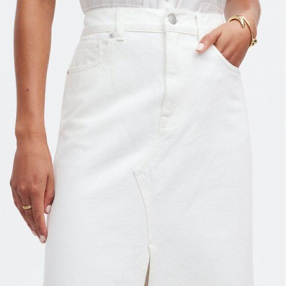 Madewell The Rilee Denim Midi Skirt Tile white NWT - Picture 3 of 11